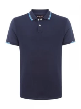 Image of Mens Michael Kors Tipped Plain Polo Blue