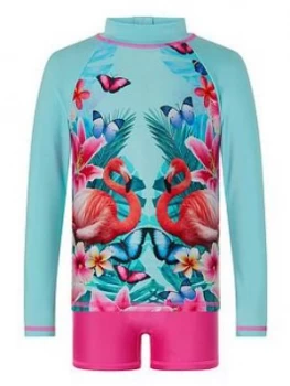 Image of Monsoon Girls S.E.W Sia Flamingo Sunsafe 2 Piece Set - Turquoise