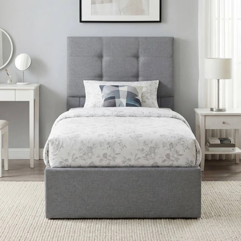 Image of HOMCOM Upholstered Ottoman Bed, 3ft Single Storage Bed Frame, Grey Grey Unisex Single