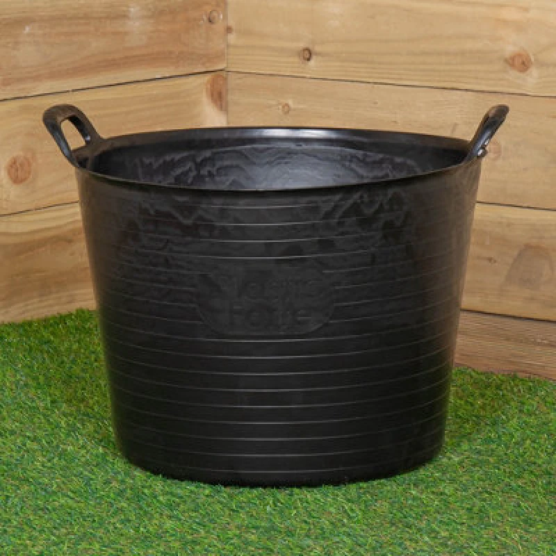 Image of Samuel Alexander 38 X 45Cm Large Black Plastic Tub Bucket With 42 Litre Capacity & Carry Handles