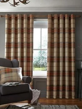 Image of Catherine Lansfield Brushed Heritage Check Lined Eyelet Curtains