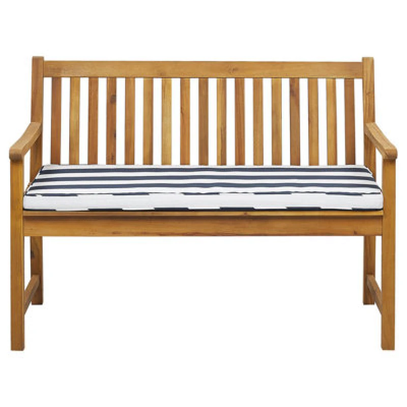 Image of Beliani Garden Bench With Cushion Vivara 120 Cm Certified Acacia Wood Navy Blue