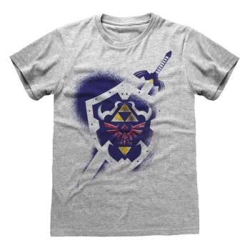 Image of Legend Of Zelda - Shield Unisex Medium T-Shirt - Grey