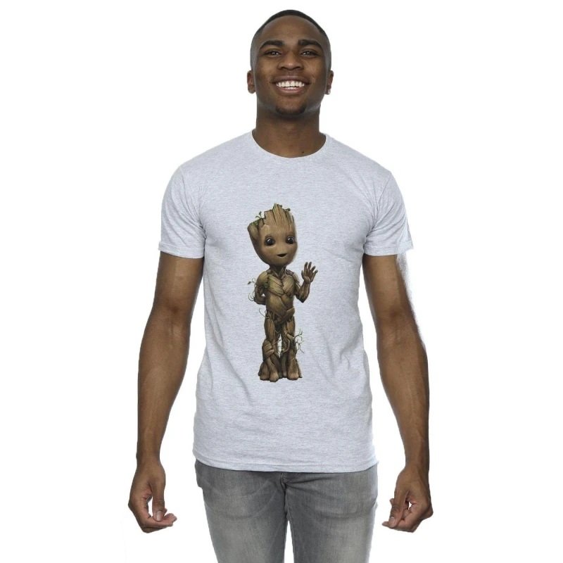 Image of Marvel Marvel Men I Am Groot Wave Pose T-Shirt in Grey Size: Small Grey S Male 5059934840485