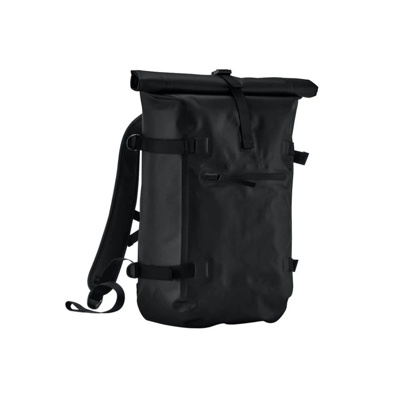 Image of Quadra Mens Roll Top Waterproof Backpack in Black Male