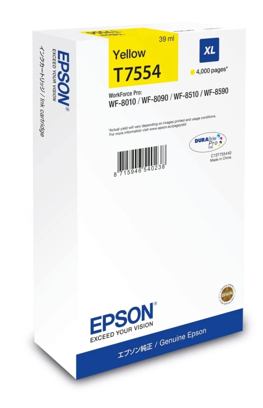 Image of Epson Yellow Ink Cartridge 39ml - C13T75544N EPT75544N EXREPT75544N