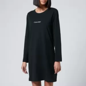 Image of Calvin Klein Womens Long Sleeve Nightshirt - Black - M