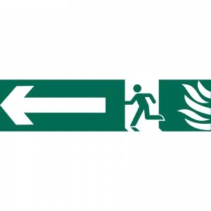 Image of Draper Running Man Arrow Left Fire Safety Sign 200mm 50mm Standard