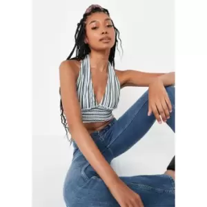 Image of Missguided Cross Front Halterneck Top - Multi