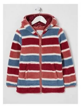 Image of Fatface Girls Stripe Zip Through Fleece - Multi