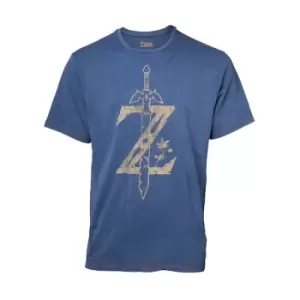 Image of Nintendo Legend of Zelda Breath of the Wild Z Logo Mens Small T-Shirt - Blue