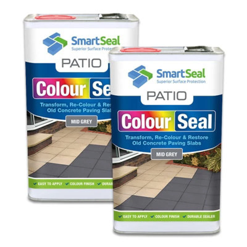 Image of Smartseal Patio Colourseal Mid Grey, Seal And Restore Concrete Paving Slabs, Concrete Paint For Patio, 2 X 5L 5.061E+12