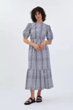 Image of Felise Tie Back Midi Dress, Multi Check / 12