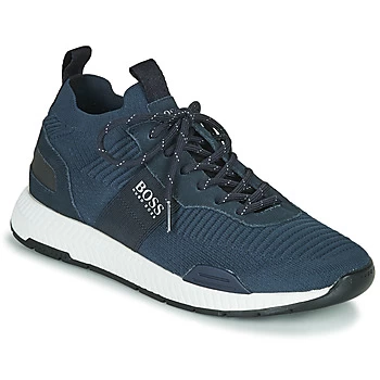 Image of Hugo Boss Titanium Knit Runner Trainers Navy 401 Men