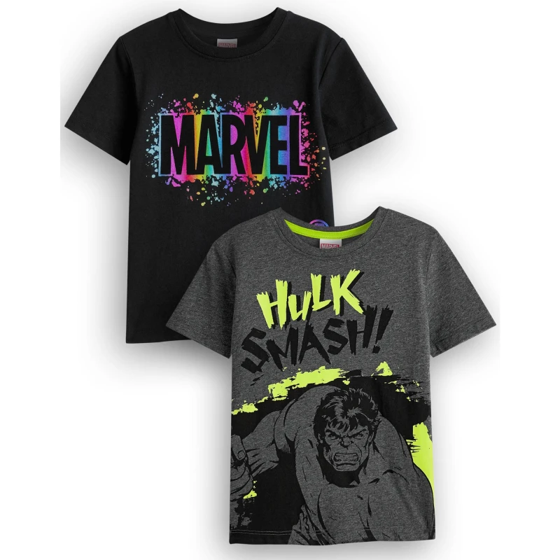Image of (7-8 Years) Marvel Short Sleeved T-Shirt (Boys Black)