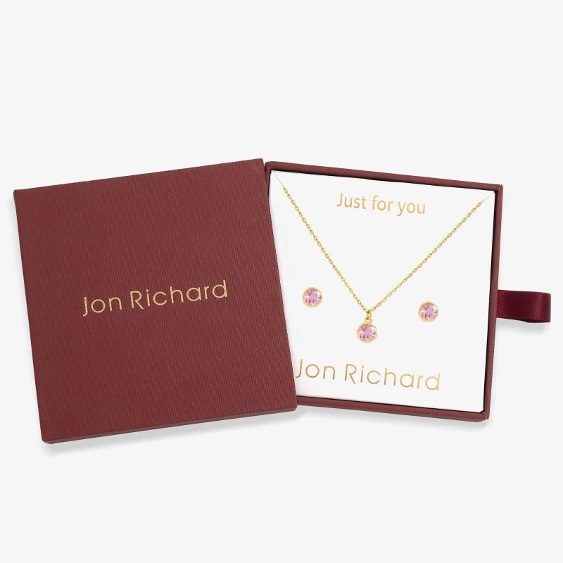 Image of Jon Richard 14Ct Gold Plated Birthstone Bezel Set - October Gold female One Size