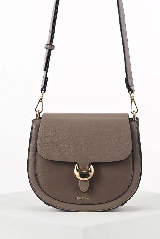 Image of Luella Grey Womens 'Venetia' Saddle Crossbody in Taupe Female One Size