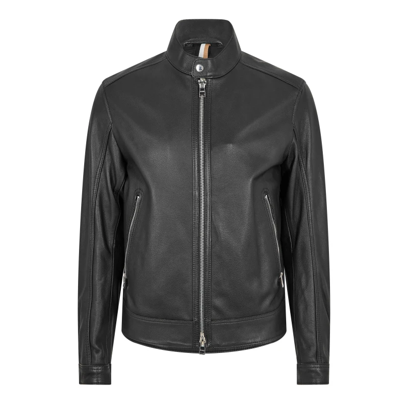 Image of Boss Mens Mansell Leather Jacket Black male 36 (46)