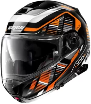 Image of Nolan N100-5 Plus Starboard N-Com Helmet, black-white-orange Size M black-white-orange, Size M
