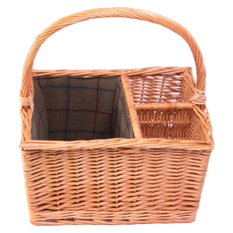 Image of Red Hamper Wicker 2 Bottle with Lining Picnic Basket in Brown Brown Unisex