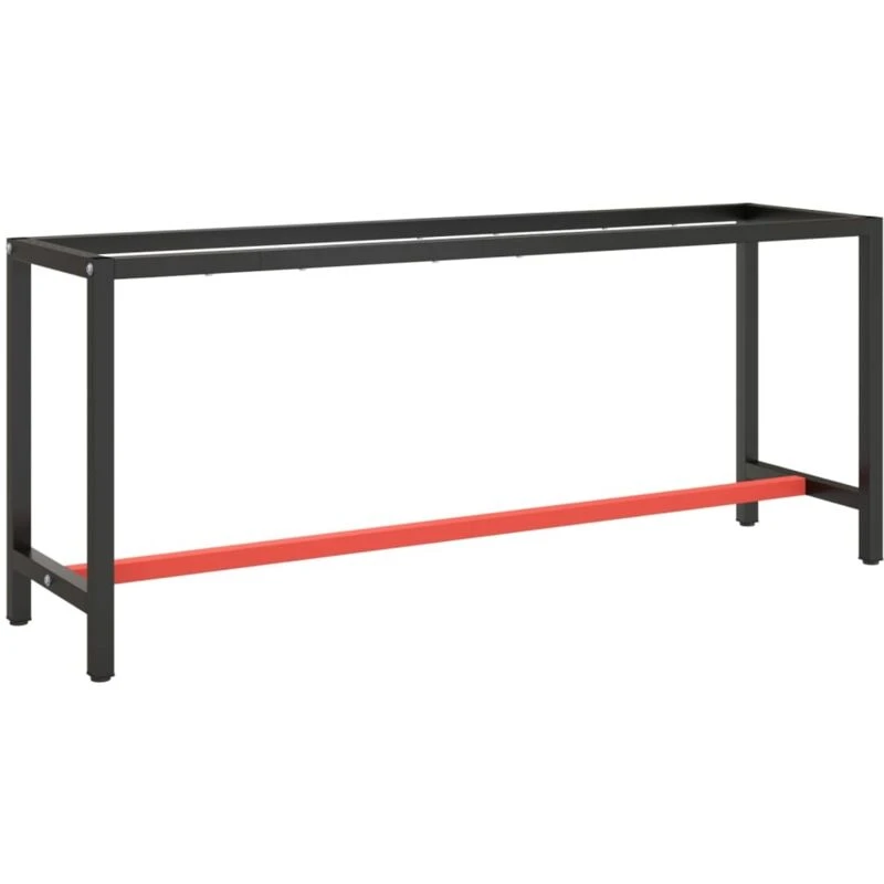 Image of VIDAXL Vidaxl - Work Bench Frame Matte Black and Matte Red 190x50x79cm Metal 8720286816394