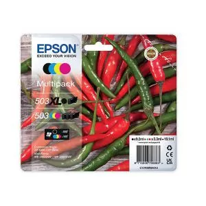 Image of Epson Chillies 503XL Black and 503 Tri Colour Ink Cartridge