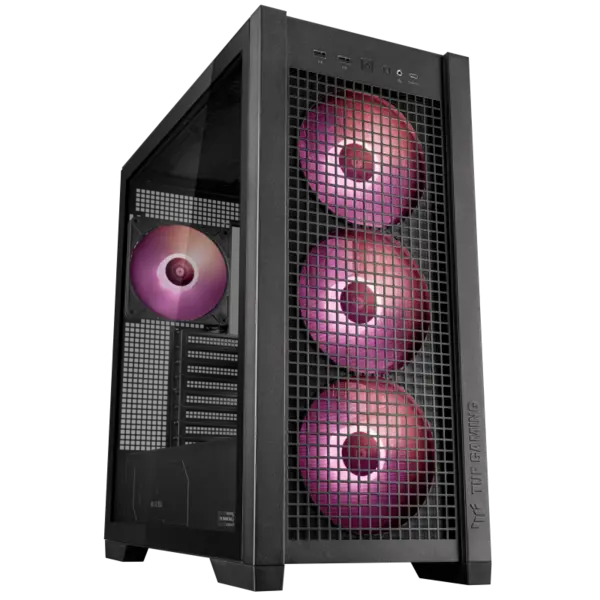 Image of ASUS TUF Gaming GT302 ARGB Tempered Glass ATX BTF Mid-Tower Gaming PC Case - Black