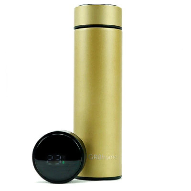 Image of Gr8 Home Smart 500ml Water Bottle Stainless Steel Vacuum Flask With Temperature Display Rose Gold Gold unisex