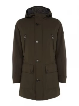 Image of Mens Michael Kors Shaerling Collar Hooded Parka Jacket Khaki