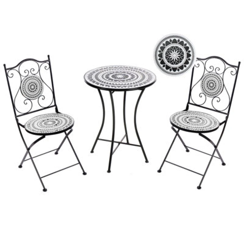 Image of Beliani Bistro Set Folding Comiso Metal Black/ White