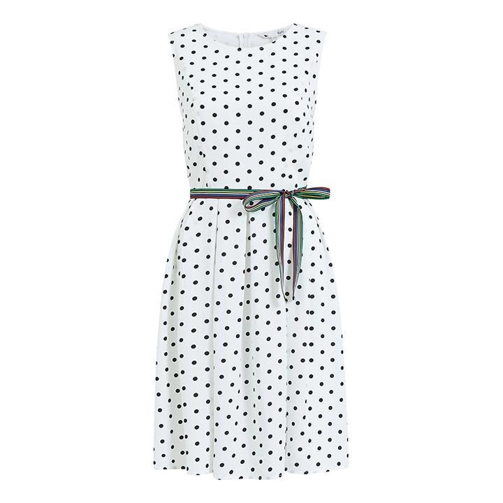 Image of Yumi White Spotted 'Carly' Skater Dress - 8