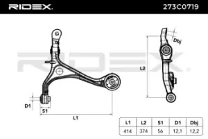 Image of RIDEX Suspension arm HONDA 273C0719 51360SDAA01,51360SDAA02,51360SDAA03 51360SEAE01