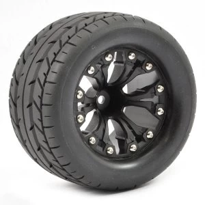 Image of Fastrax 1:10 Mt Eagle Mounted 6-Spoke Black 0 Offset (Pr)