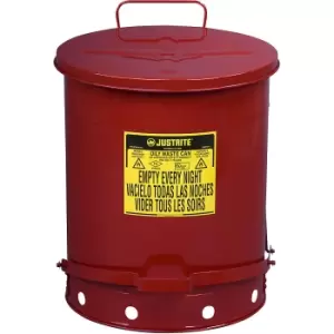 Image of Justrite Safety disposal can made of sheet steel, round, with foot pedal, capacity 52 l