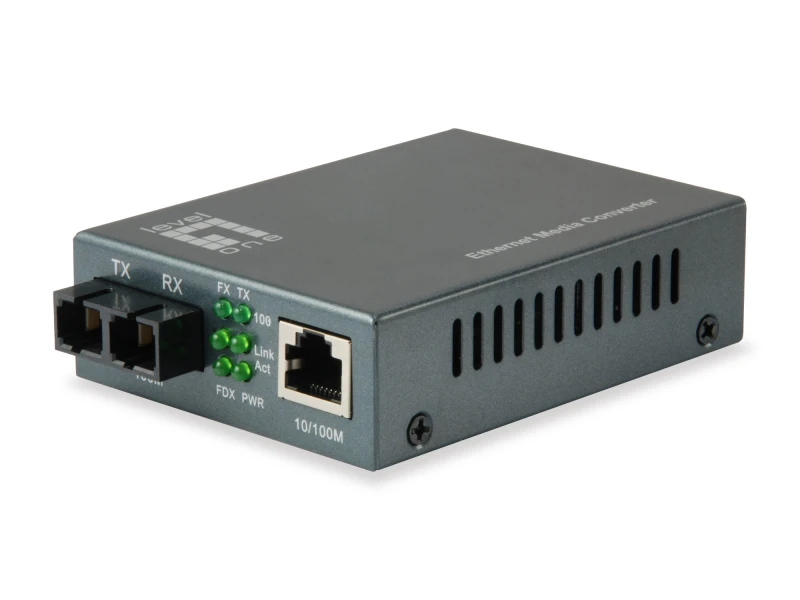 Image of LevelOne RJ45 to SC Fast Ethernet Media Converter. Multi-Mode Fiber. 1