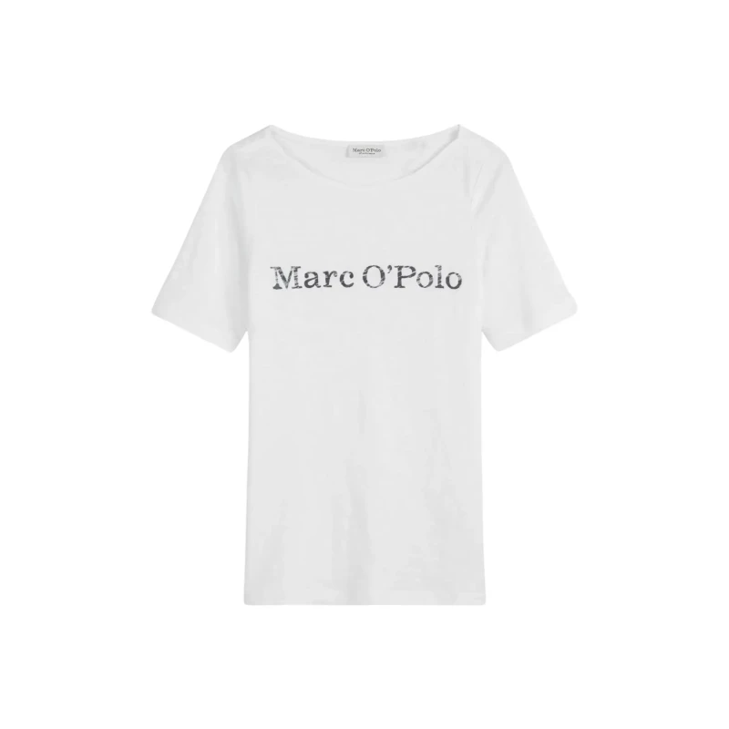 Image of Marc O'Polo Womens t-shirt with printed logo on the inside of the chest Marc O'Polo Blanc Female XS