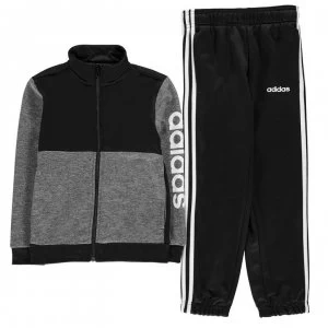 Image of adidas Boys Linear Knit Kids Tracksuit - DkGrey/Blk/Wht