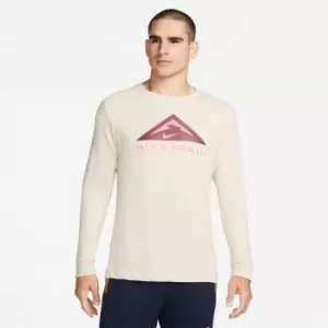 Image of Nike Dri-Fit Trail Long Sleeve Mens T Shirt - Brown