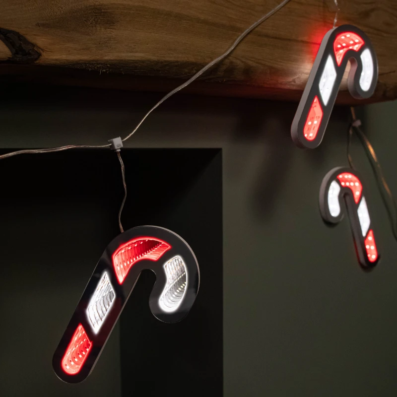 Image of 1.75m 6 Infinity Hanging Christmas Candy Cane Garland with Red and White LEDs
