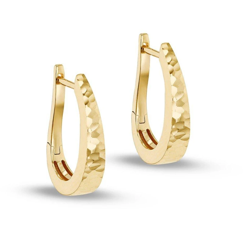 Image of Be You 9ct Gold Diamond Cut Hoop Earrings Yellow Gold female One Size
