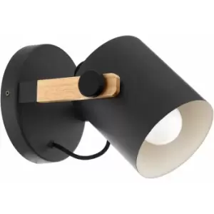 Image of Loops - LED Wall Light / Sconce Wood / Adjustable Black & Creme Shade 1 x 28W E27 Bulb