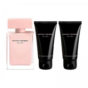 Image of Narciso Rodriguez For Her Gift Set 50ml Eau de Parfum + 50ml Body Lotion + 50ml Shower Gel