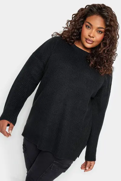 Image of Yours Drop Shoulder Knitted Jumper Black