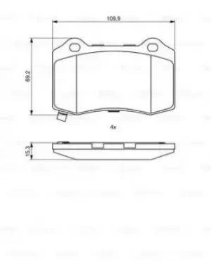 Image of Bosch 0986494708 Brake Pad Set Disc Brake Rear Axle