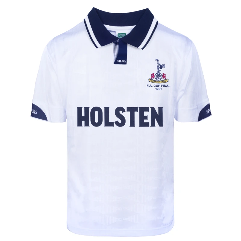 Image of Score Draw Tottenham Hotspur 1991 FA Cup Final Retro Shirt SPURS91HFACFPYSS-S S Mens Sportswear