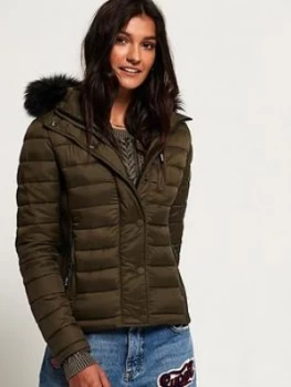 Image of Superdry Fuji Slim Double Ziphood, Olive, Size 8, Women