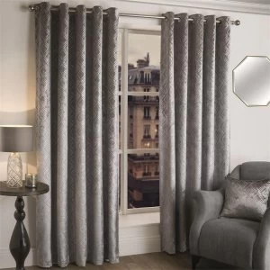 Image of Julian Charles Metallic Print Curtains - Grey