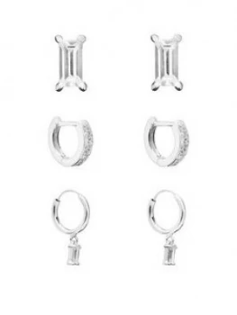 Image of Simply Silver Sterling Silver Cubic Zirconia Emerald Cut Earrings