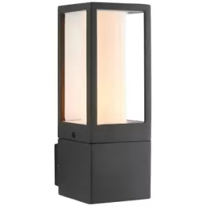 Image of Saxby Lantern Outdoor Wall Lamp Textured Grey Paint IP44