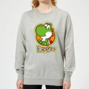 Image of Nintendo Super Mario Yoshi Kanji Womens Sweatshirt - Grey - S